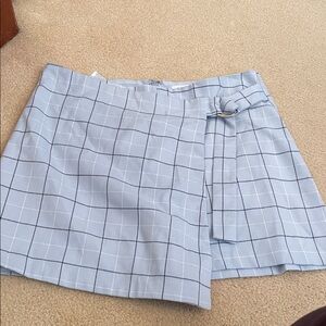 BCBGeneration Light Blue Plaid Skort